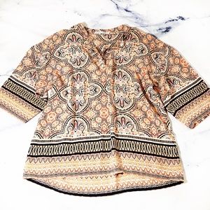 Violet + Claire Orange Quatrefoil Geometric Blouse